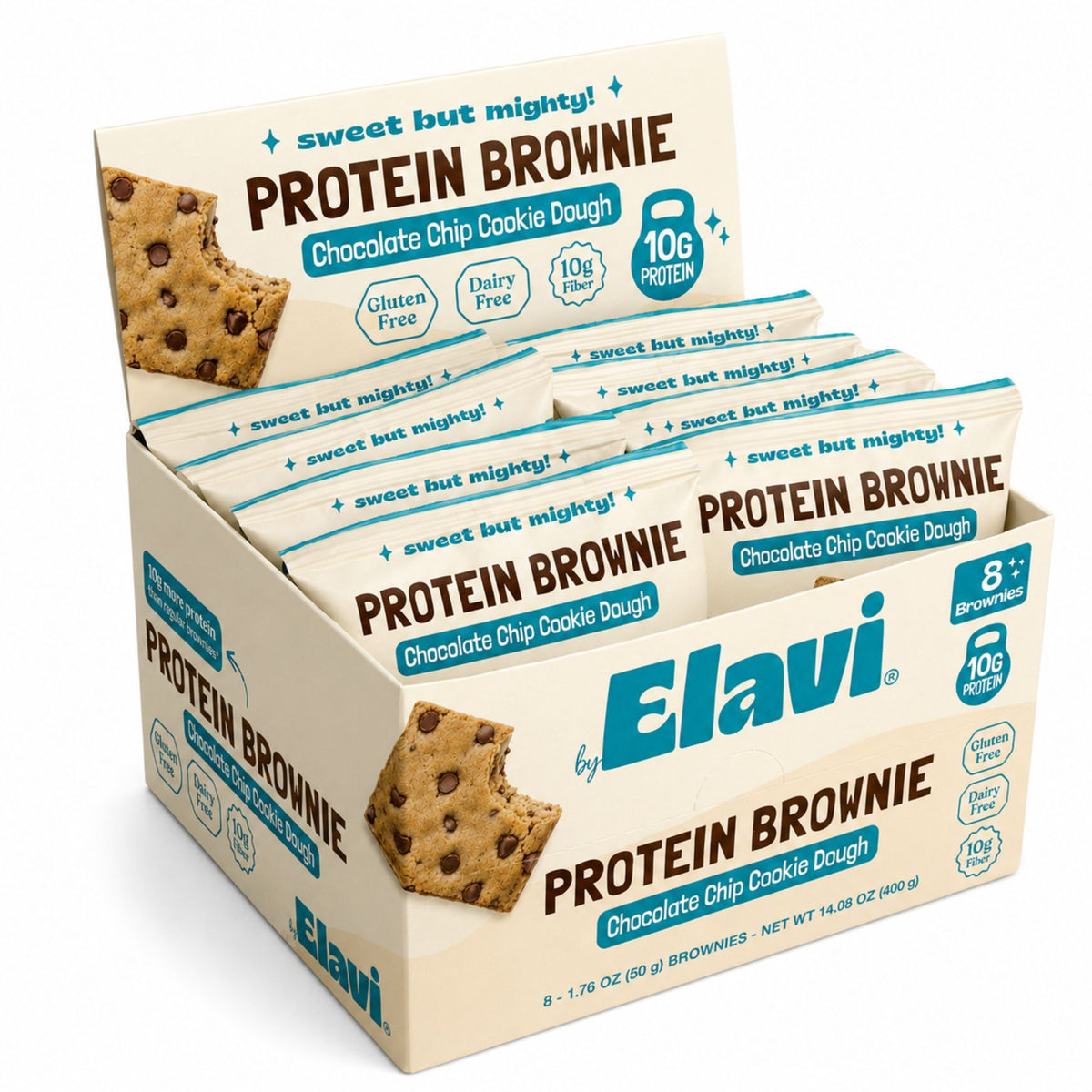 Elavi Chocolate Chip Cookie Dough protein brownie box of 8